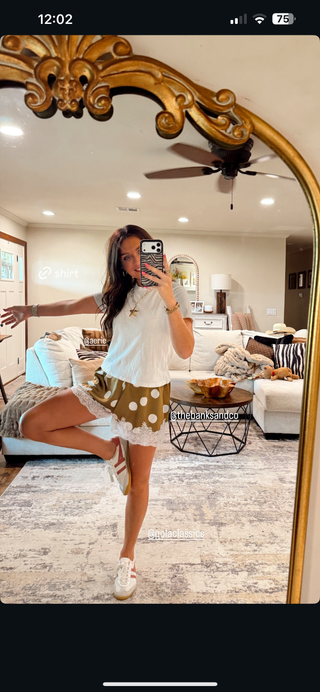show stopper polka dot lace shorts