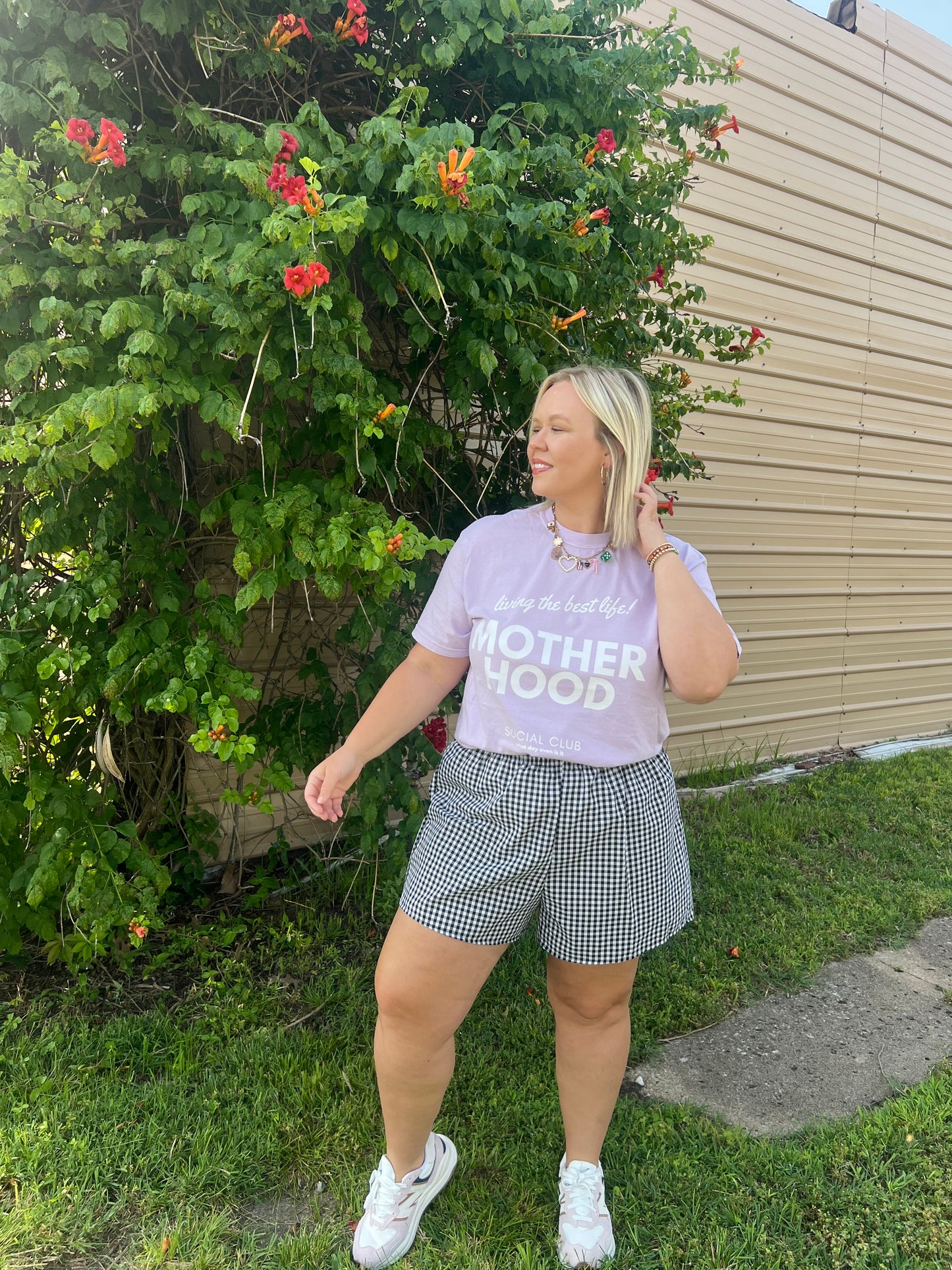 motherhood social club lilac tee