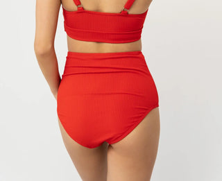 poppy red high waist swim bottom