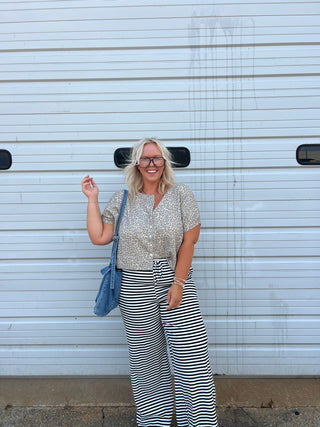 vintage leopard soft feel button up top
