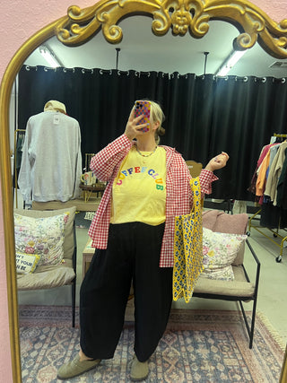 where ever we go red gingham top