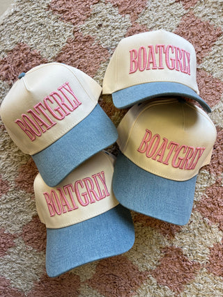 boatgrly denim trucker hat