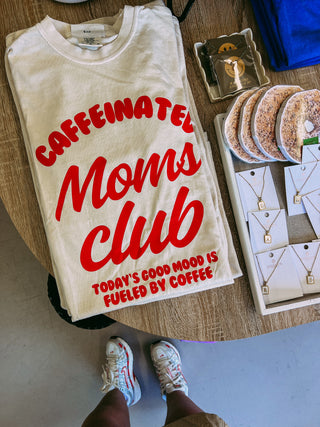 caffeinated mom club graphic tee