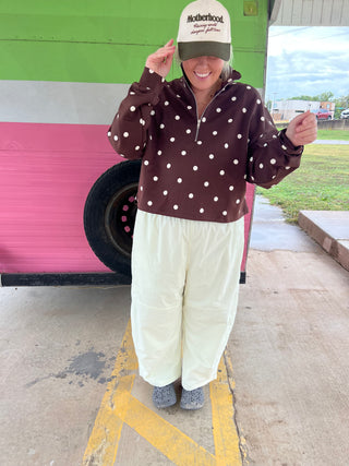I must go polka dot 1/4 zip
