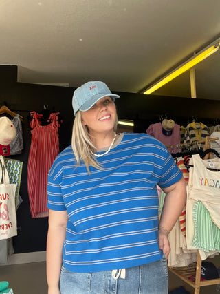 chase 'em pal blue striped top