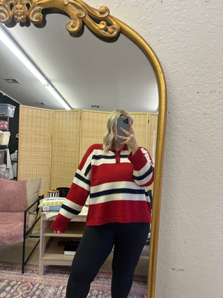 to the finish striped top