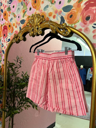 I am there pink striped shorts