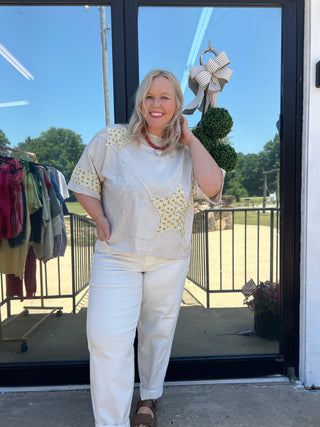 star + floral mix match top