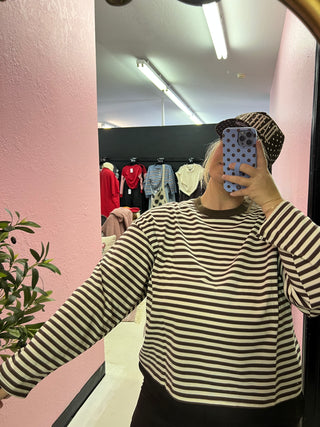 on my horizon brown striped top