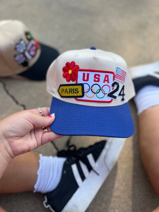 usa + paris trucker hat