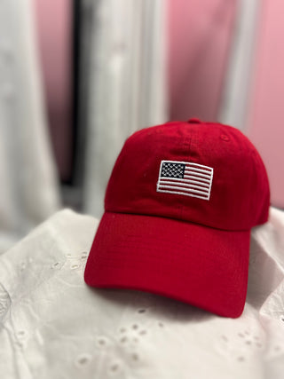 USA flag red dad slouchy hat