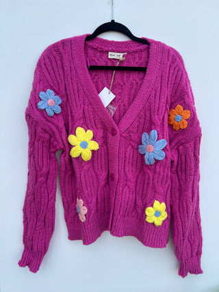flower full pink cardigan medium