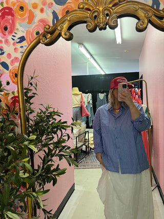 seeing the captain stripe button top