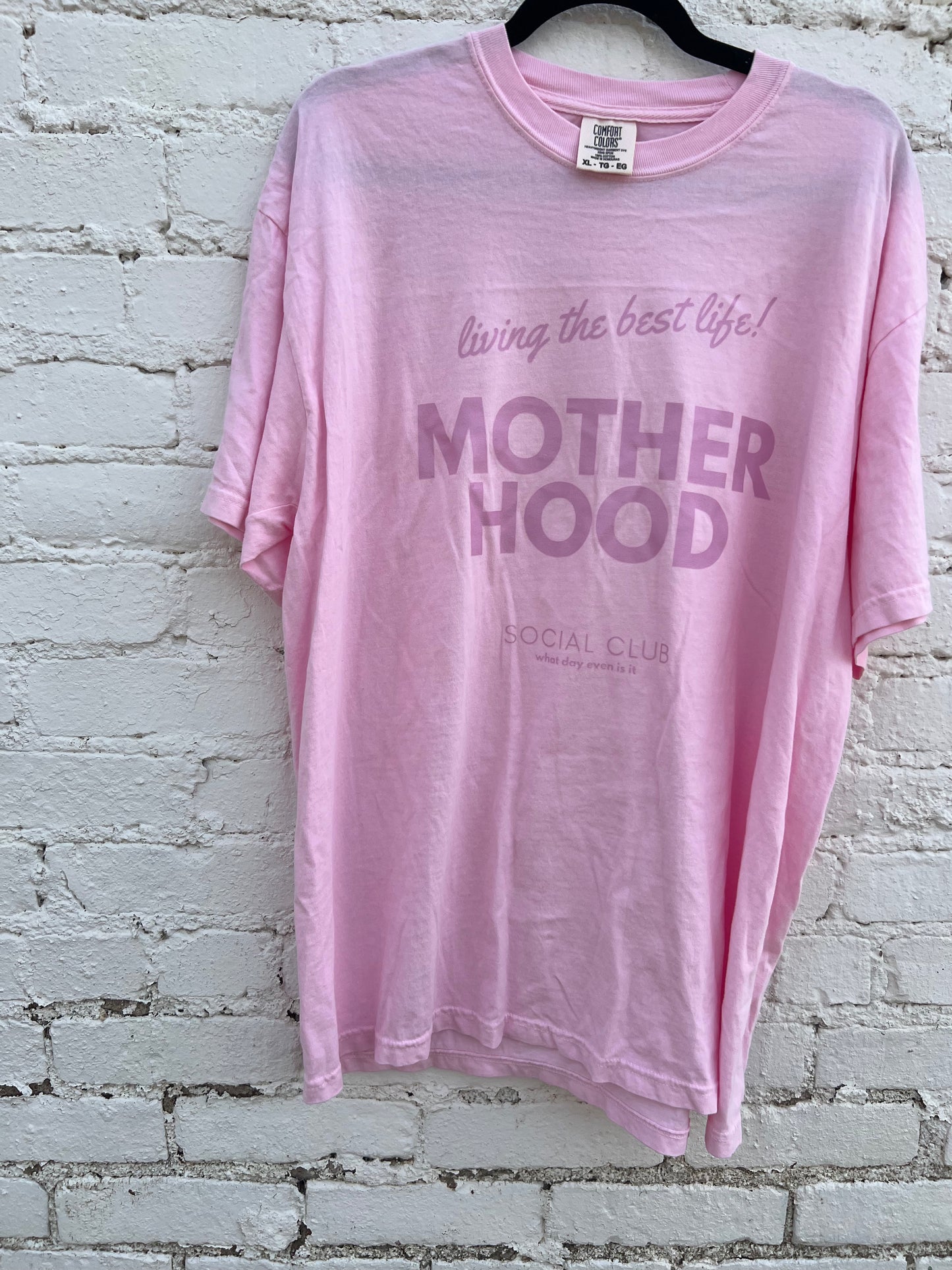 motherhood social club light pink tee