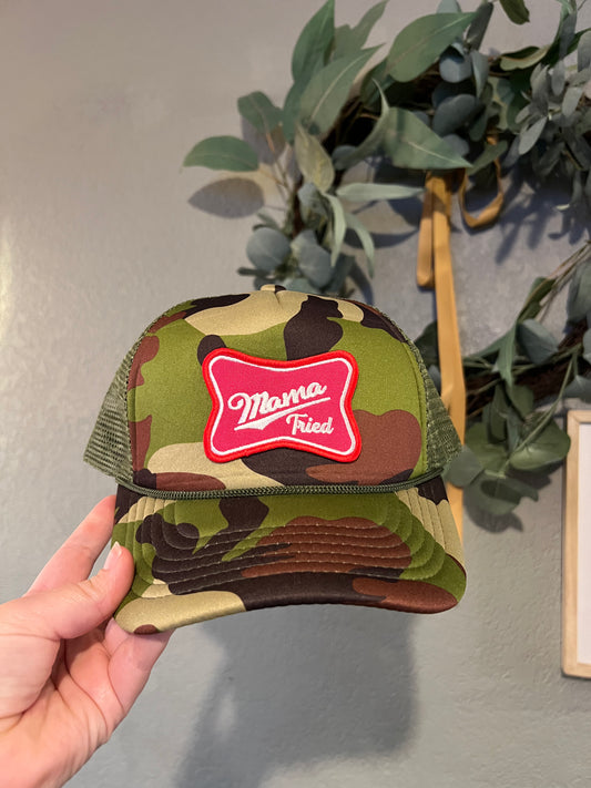 mama tried patch trucker hat