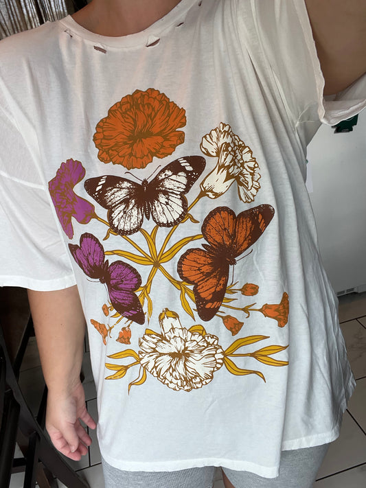 flower power graphic tee - M