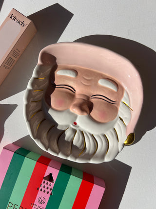 santa in pink plate