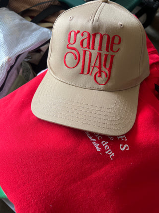 game day red trucker hat