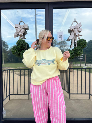 fish in the sea at me yellow sweater