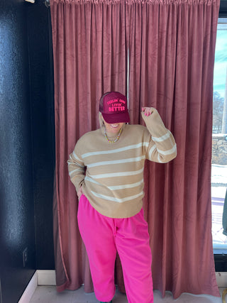 so me striped taupe sweater