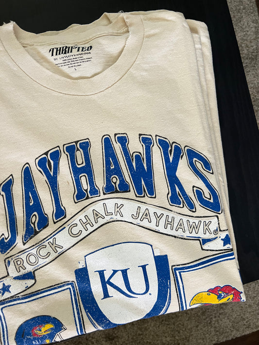 ku bold crest football tee