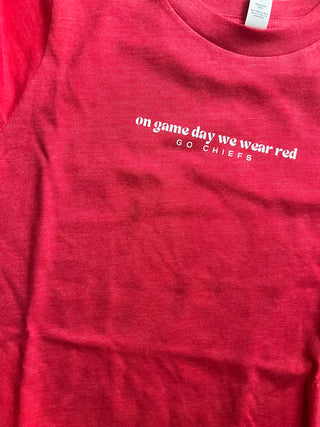 we wear red on game day tee