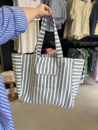 Jumbo Terry Cloth Carryall Striped red Beach Bag