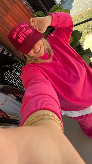 feelin' good livin' better trucker hat