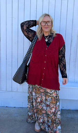 floral fashion inverted seam maxi skirt