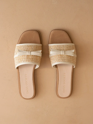 andrea | natrual bow raffa slide