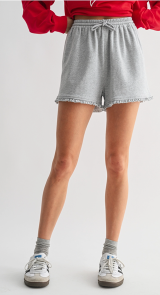 she knows it ruffle grey shorts