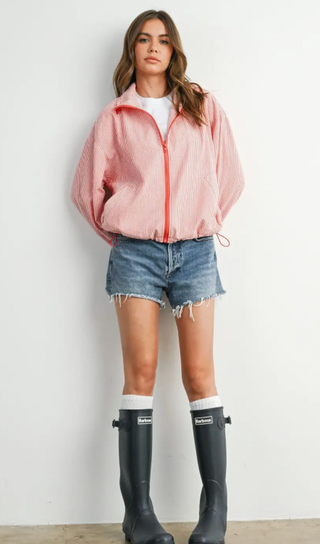 no rain no flowers red jacket