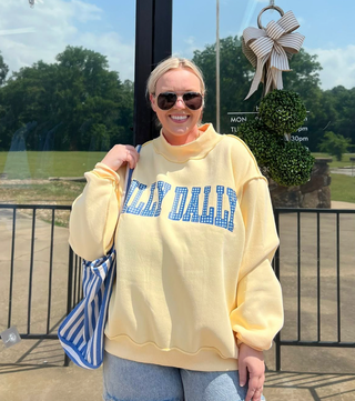 dilly dally butter yellow mock sweatshirt