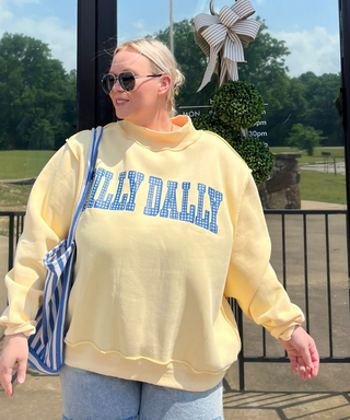 dilly dally butter yellow mock sweatshirt