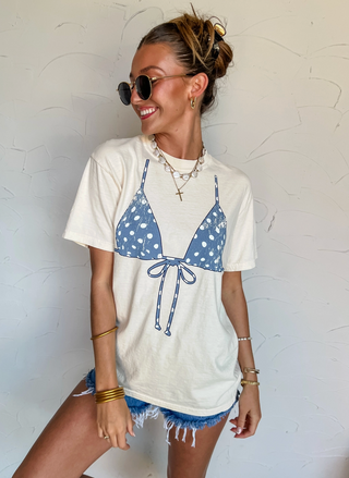 polka dot bikini top graphic tee