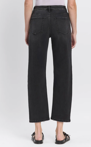 High Rise Distressed Black Barrel Jeans | flying monkey