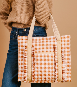 everyday ginghamg ruffle tote bag