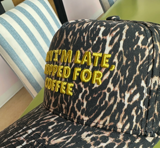 sorry im late printed trucker hat