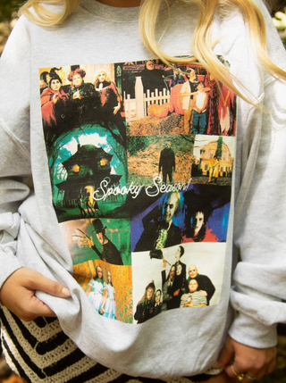 spookky season collage sweatshirt
