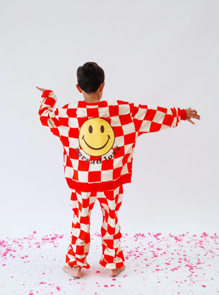 spread love checkered sweatshirt